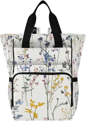 Wildflowers Diaper Bag Backpack, Unisex Travel Baby Backpack Diaper Bags with Stroller Straps & Pacifier Case, Large Capacity Waterproof Diaper Backpack