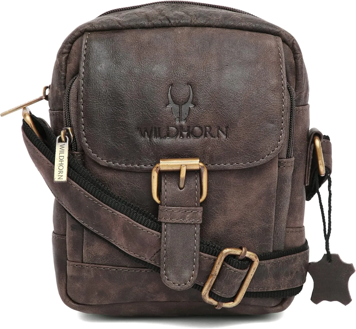 WILDHORN® Original Leather 9 inch Sling Bag for Men I Multipurpose Crossbody Bag I DIMENSION: L- 8 inch H- 9 inch W- 3 inch