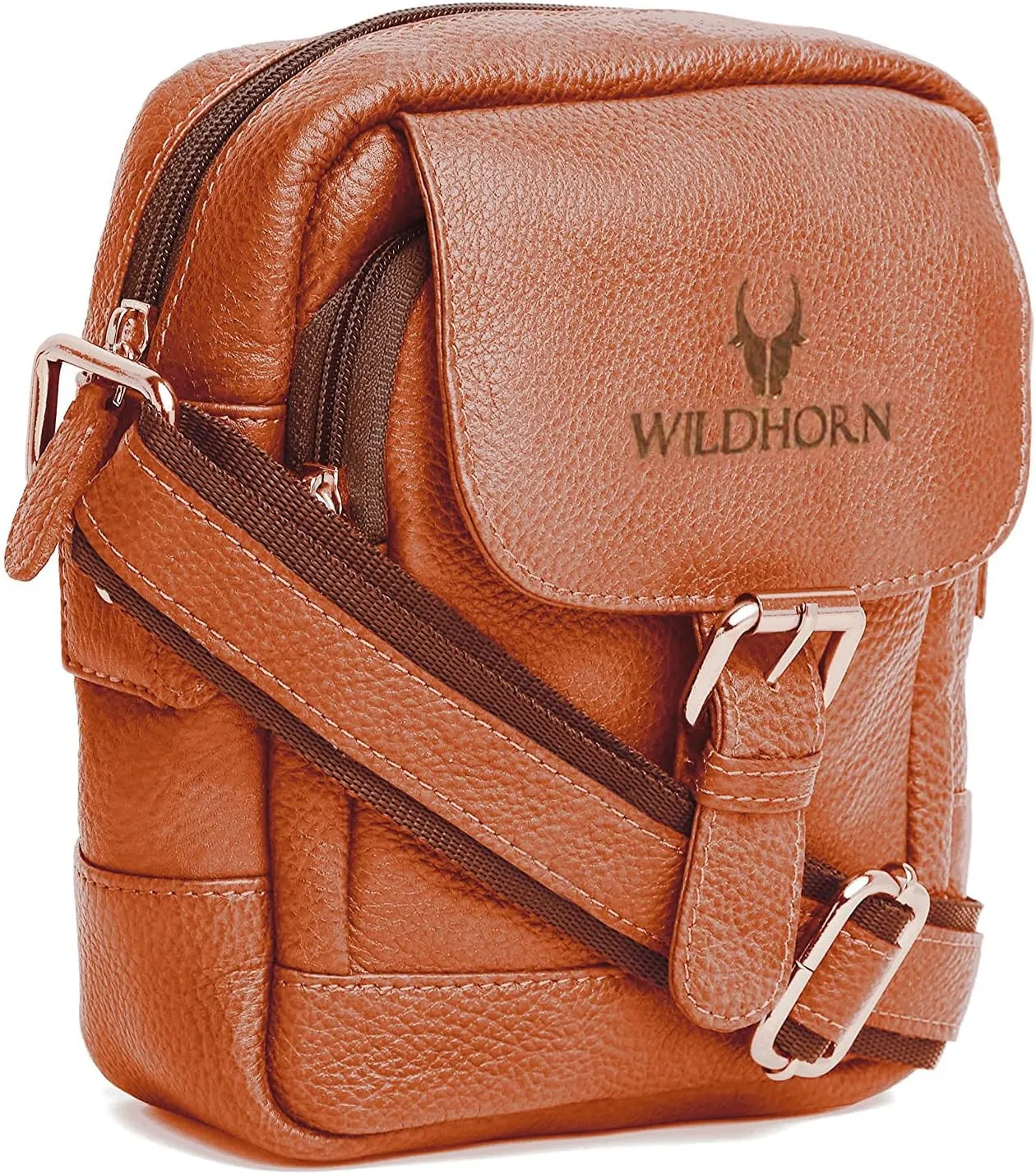 WILDHORN® Original Leather 9 inch Sling Bag for Men I Multipurpose Crossbody Bag I DIMENSION: L- 8 inch H- 9 inch W- 3 inch