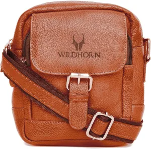 WILDHORN® Original Leather 9 inch Sling Bag for Men I Multipurpose Crossbody Bag I DIMENSION: L- 8 inch H- 9 inch W- 3 inch