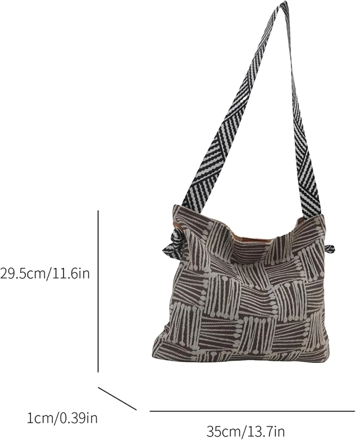 Women Large Shoulder Bag Geometric Print Canvas Crossbody Purse Casual Tote Bag for Daily Office Travel