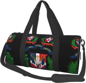 Women Men Coat of Arms of The Dominican Republic Round Duffel Weekender Bag Travel Bag