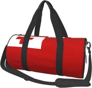 Women Men Tonga Flag Round Duffel Weekender Bag Travel Bag