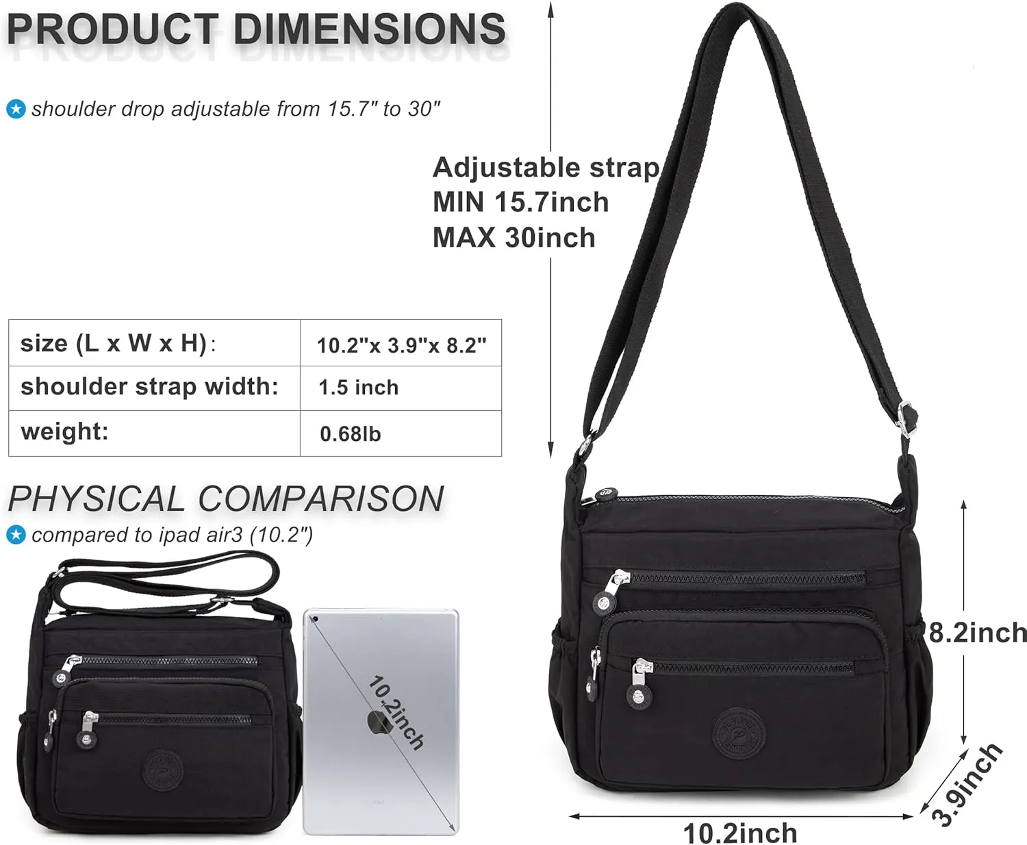 Women Shoulder Handbag Roomy Multiple Pockets Bag Ladies Crossbody Purse Tote Top Handle Satchel
