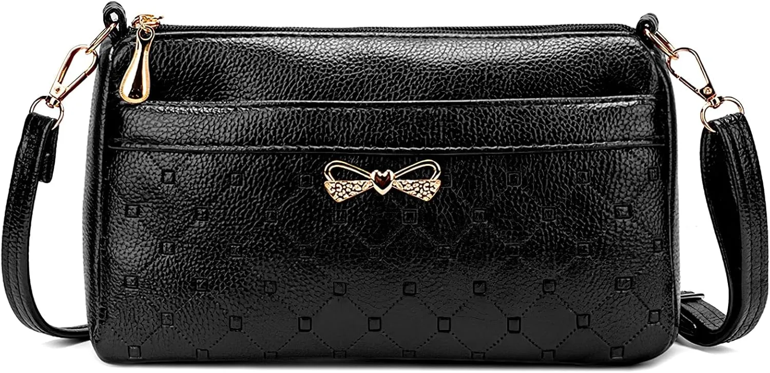 Women Small Handbags Square Leather Crossbody Bags Multi Pocket Shoulder Bag Ladies Elegant Change Purse