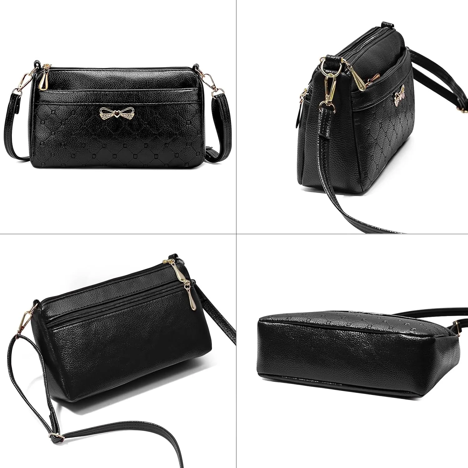 Women Small Handbags Square Leather Crossbody Bags Multi Pocket Shoulder Bag Ladies Elegant Change Purse