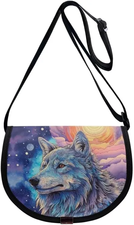 Women Small Tote Bag Van Gogh Starry Night Modern Abstract Aesthetic Colorful Casual Satchel Pack Semi Circle Bag