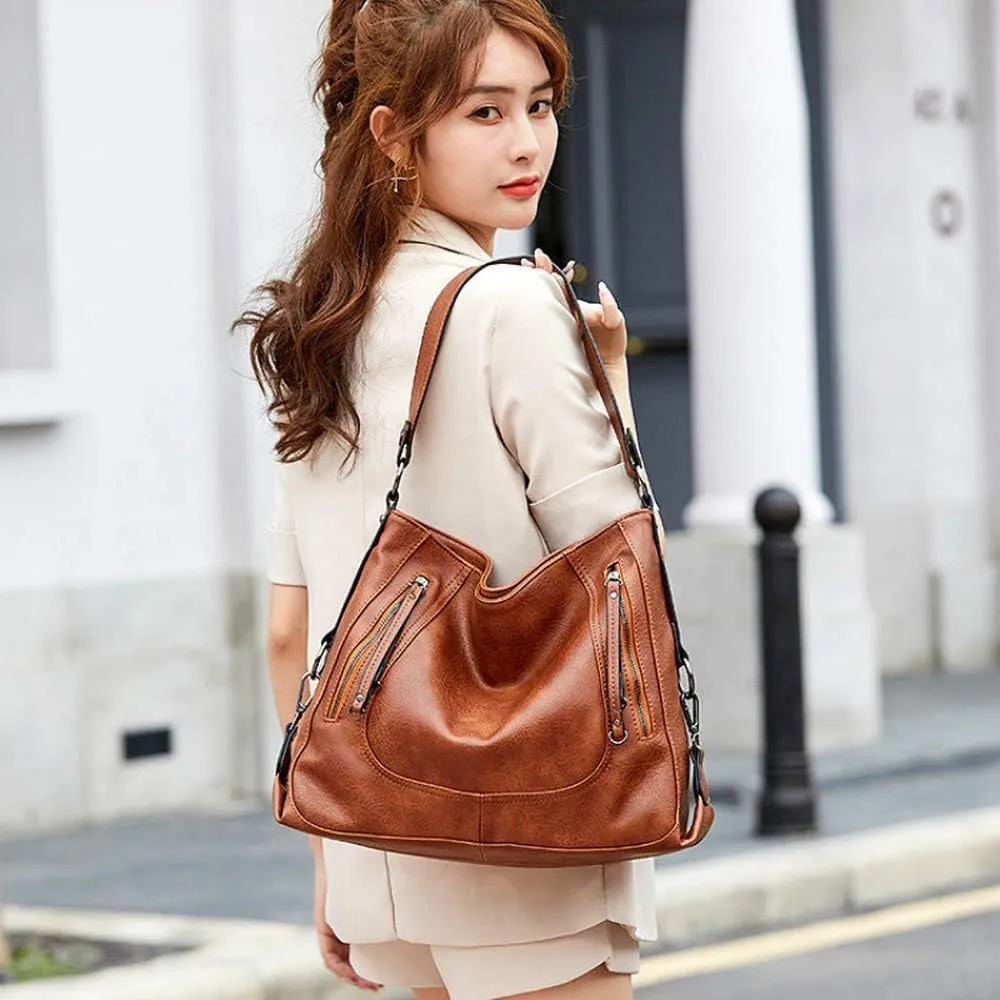 Women Tote Bag Handbags PU Leather Fashion Hobo Shoulder Bags with Adjustable Shoulder Strap