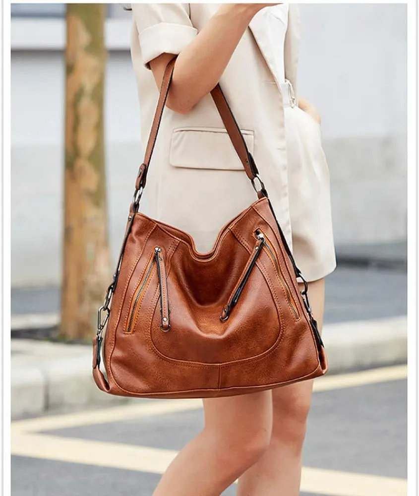 Women Tote Bag Handbags PU Leather Fashion Hobo Shoulder Bags with Adjustable Shoulder Strap