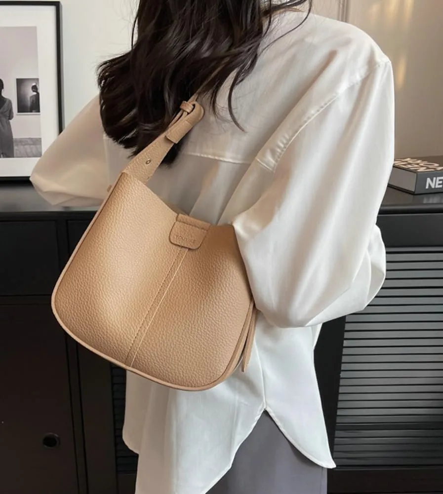 Womens 2pcs Casual Vegan Leather Shoulder Bags Hobo Crossbody Bag Travel Shoulder Bags Cute Purse Handbag