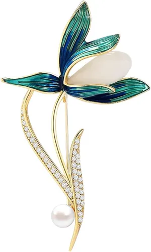 Women's Brooch Brooch Pearl Magnolia Costume Elegant Pins for Wedding Banquet