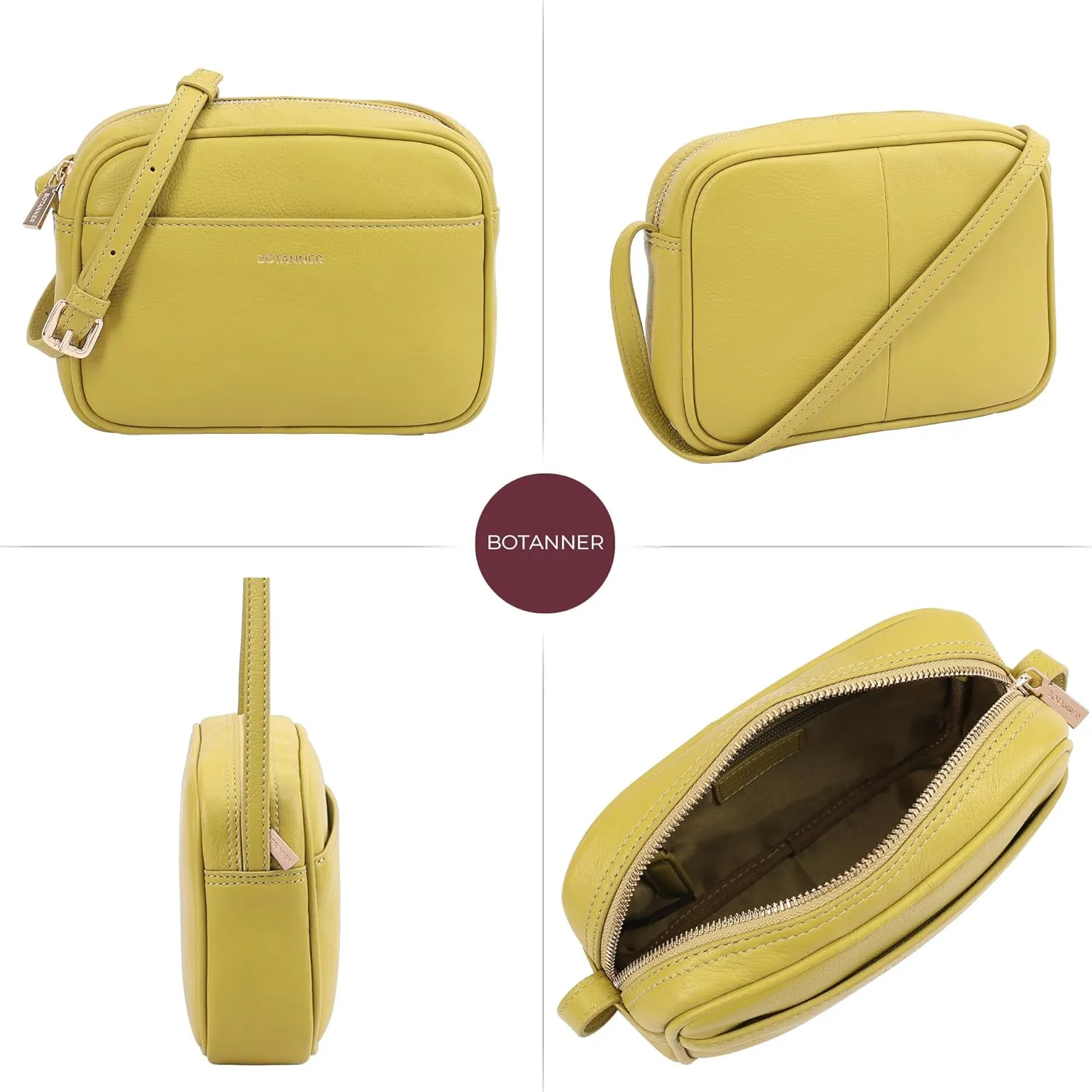 Women's Elegant Genuine Leather Crossbody Bag - Versatile Design, Adjustable Strap, Top Zip Closer, Light & Chic