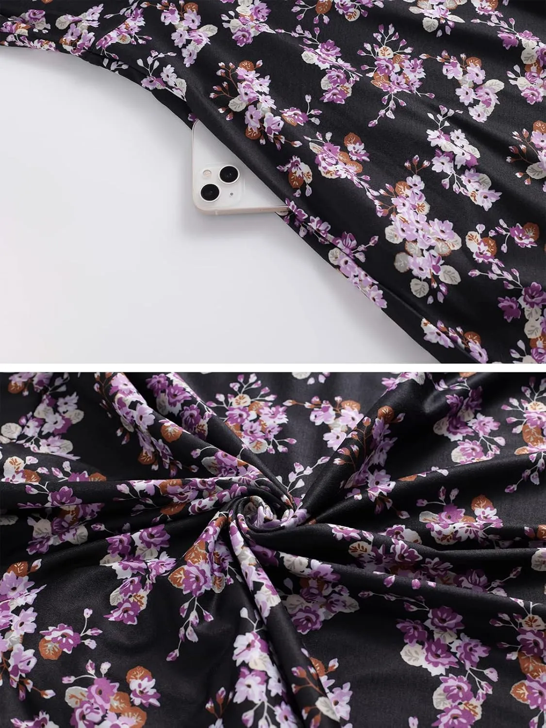 Women's Elegant Vintage 50s Office Casual Floral Print Work Party A-Line Swing Dress with Pockets 162