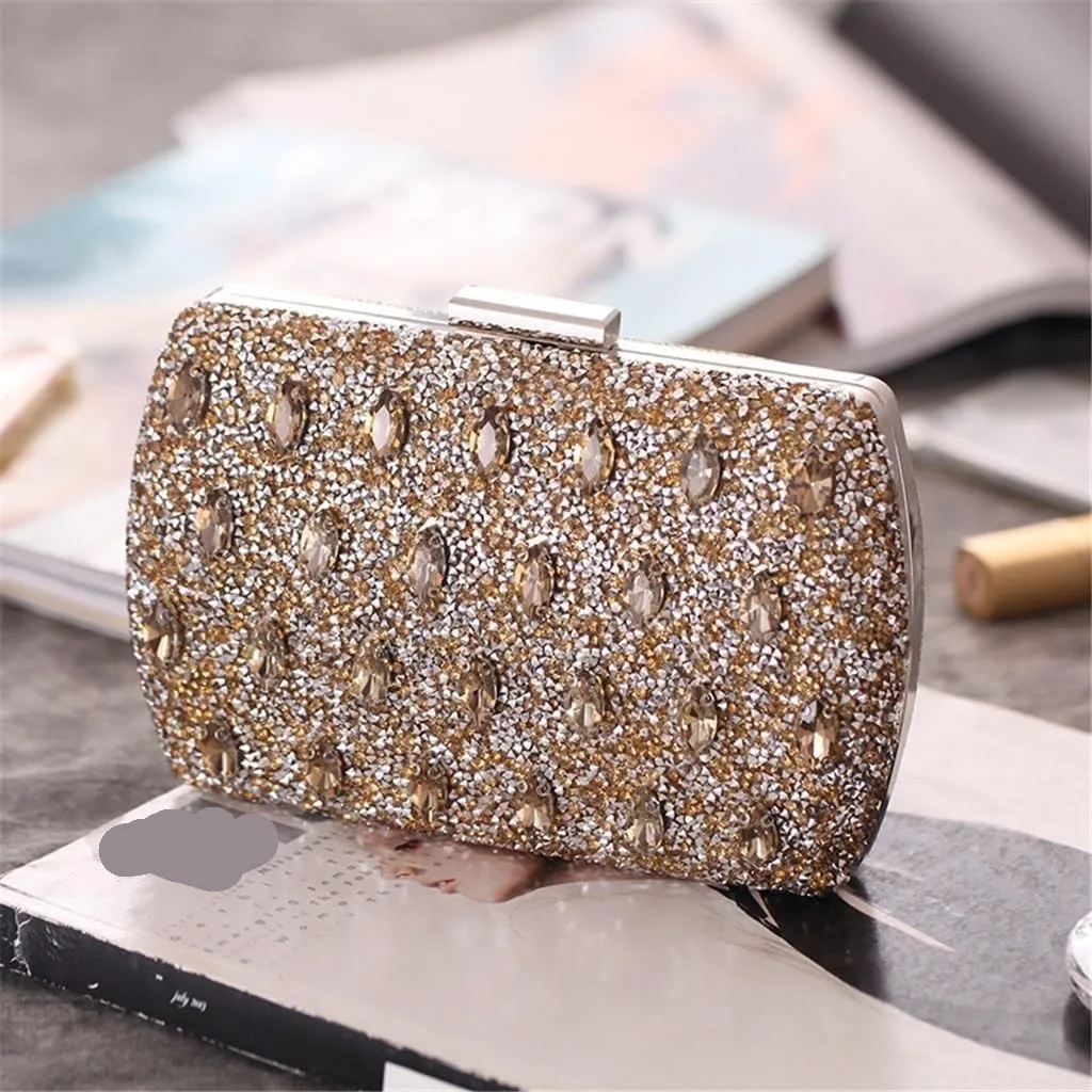 Women's Evening Bag Hot Drilling Clutch Bag Hard Case Small Square Bag Ladies Dress Bag