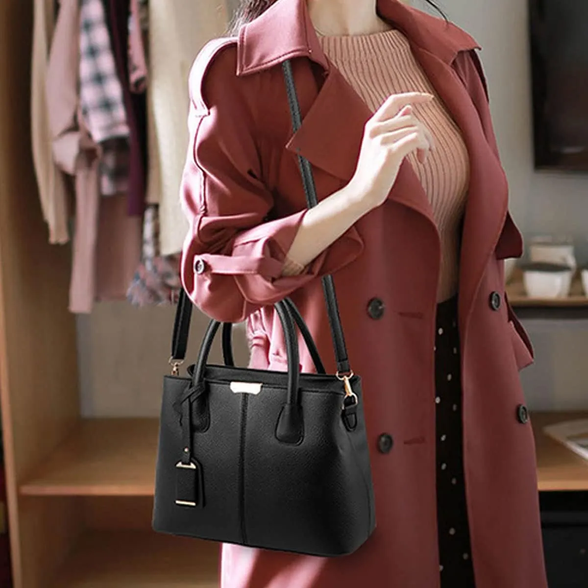 Womens Handbags and Purses Fashion Top Handle Satchel Tote PU Leather Shoulder Bags