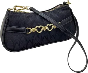 Women's Heart Chain Linked Shoulder Handbags Zipper Small Underarm Bag Elegant Graphic Purse