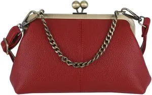 Women's Kiss Lock Crossbody Bag Small Kiss Clasp Crossbody Shoulder Bags Tote Purse Messenger Handbag