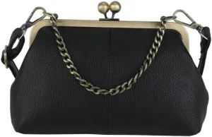 Women's Kiss Lock Crossbody Bag Small Kiss Clasp Crossbody Shoulder Bags Tote Purse Messenger Handbag