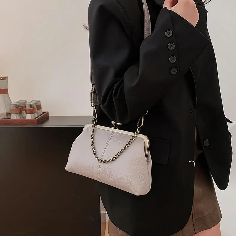 Women's Kiss Lock Crossbody Bag Small Kiss Clasp Crossbody Shoulder Bags Tote Purse Messenger Handbag