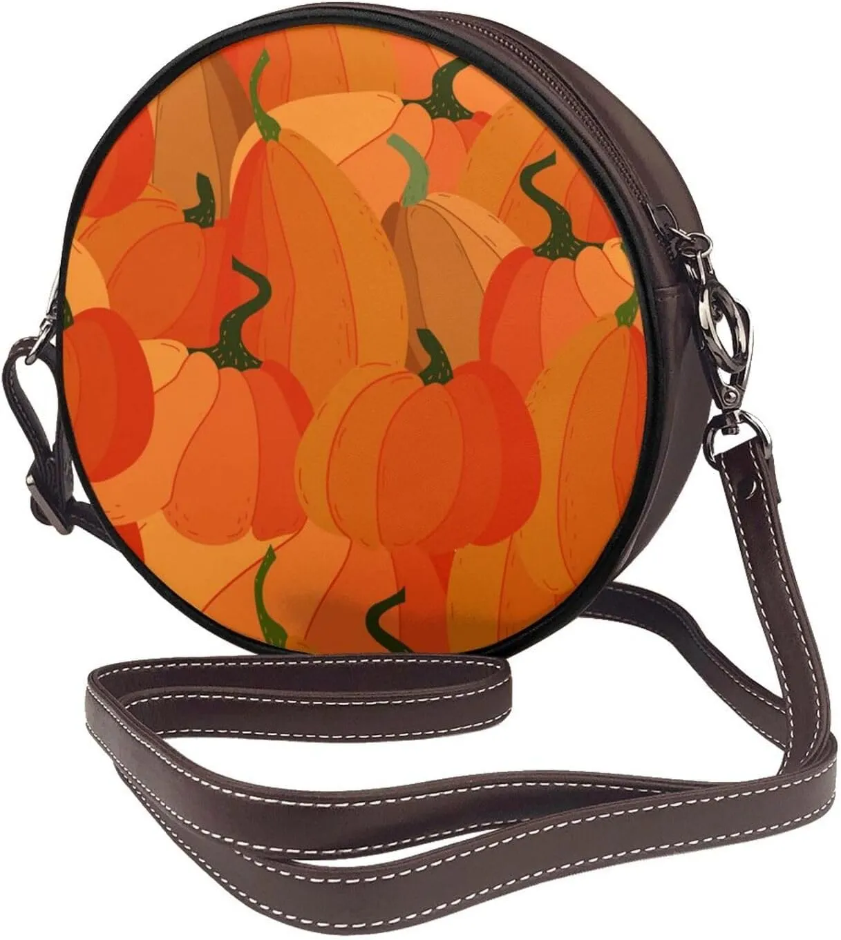 Womens Large Elegant Leather Round Shoulder Crossbody Messenger Bag Purse Bag