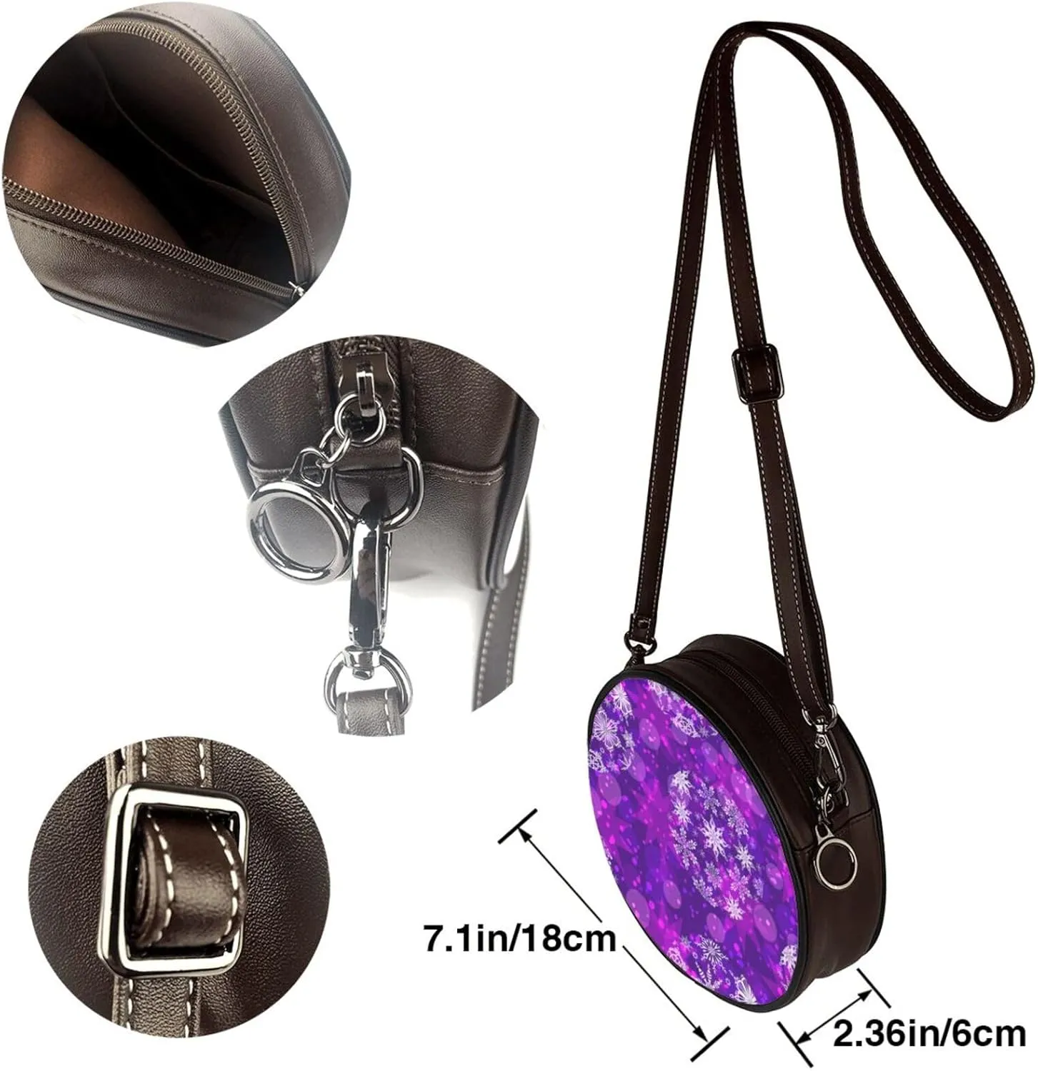 Womens Large Elegant Leather Round Shoulder Crossbody Messenger Bag Purse Bag