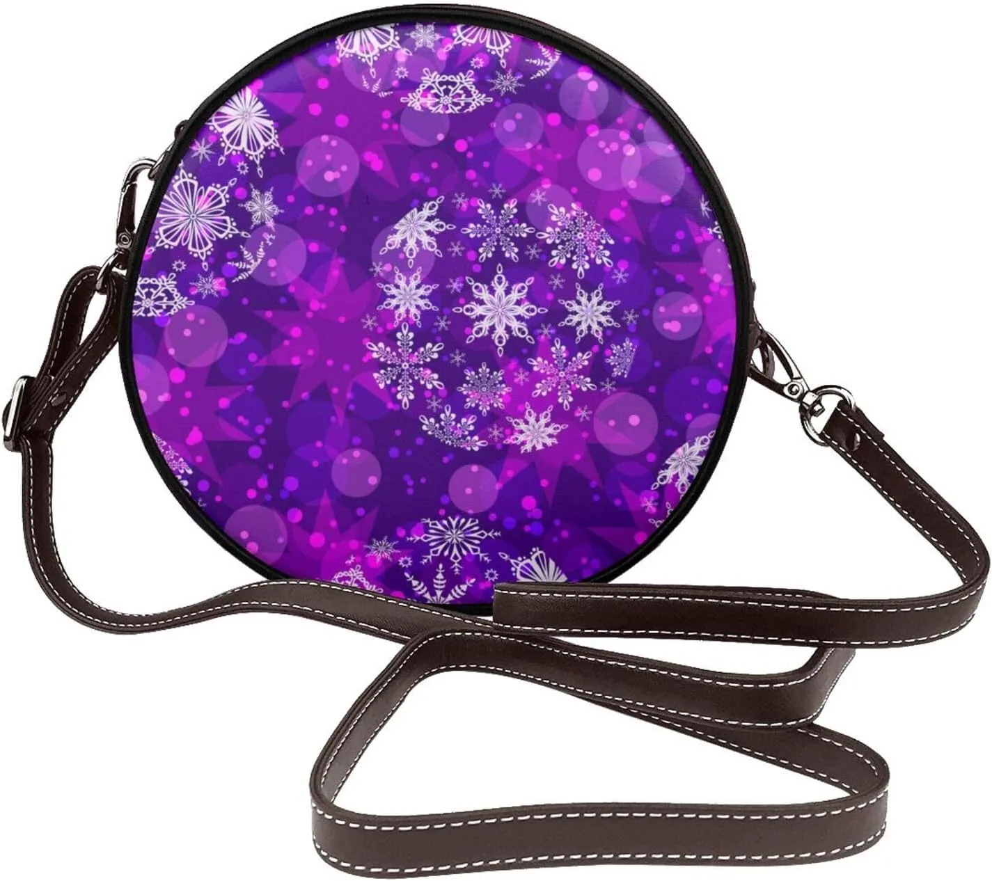 Womens Large Elegant Leather Round Shoulder Crossbody Messenger Bag Purse Bag
