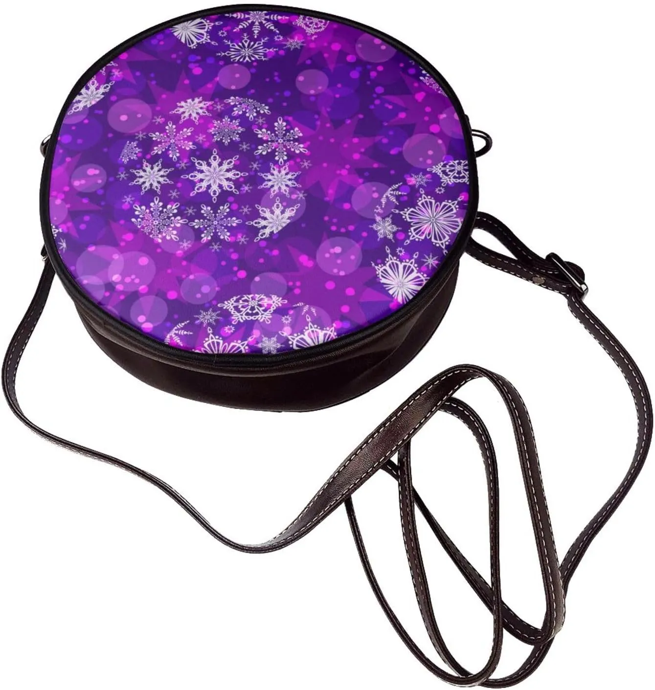 Womens Large Elegant Leather Round Shoulder Crossbody Messenger Bag Purse Bag
