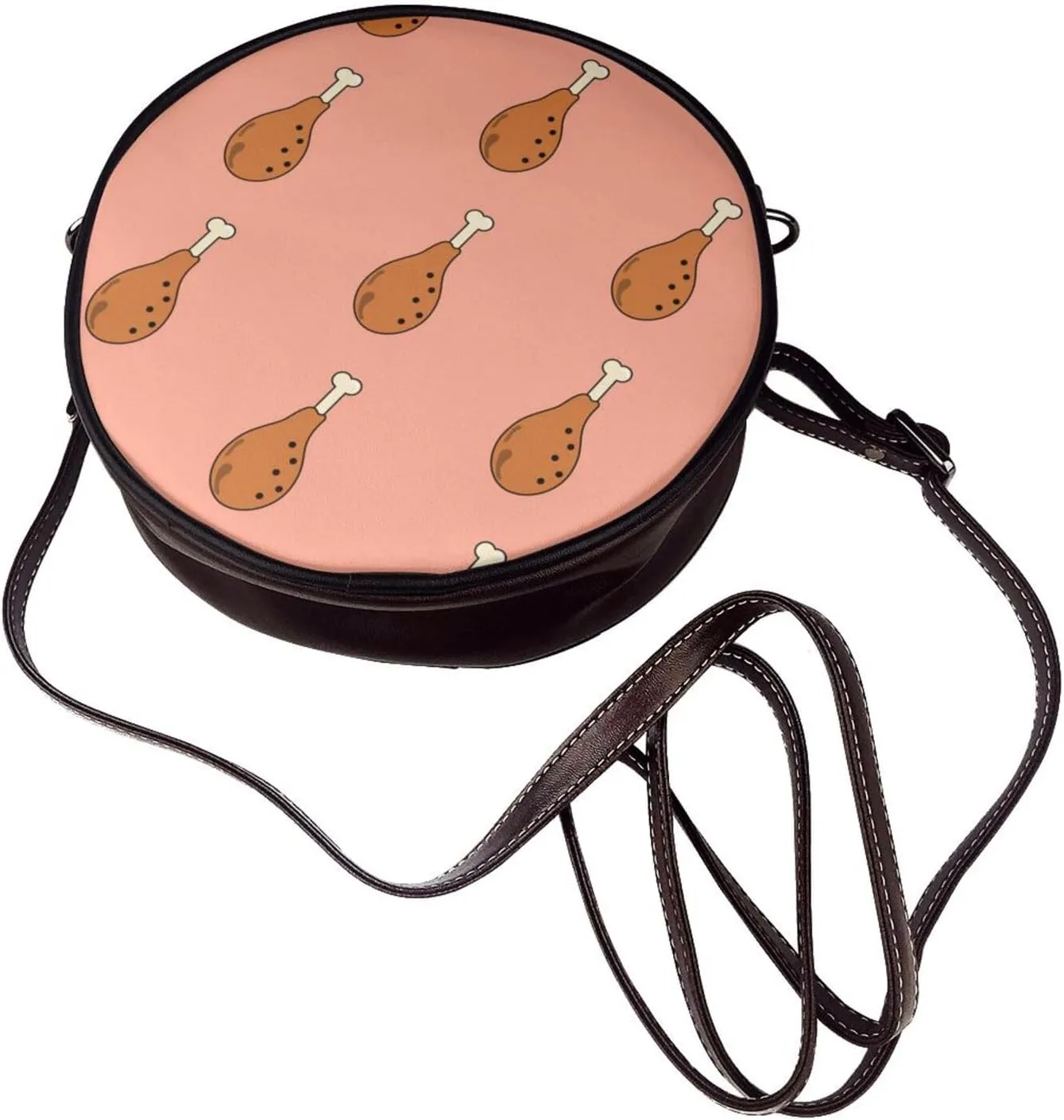 Womens Large Elegant Leather Round Shoulder Crossbody Messenger Bag Purse Bag