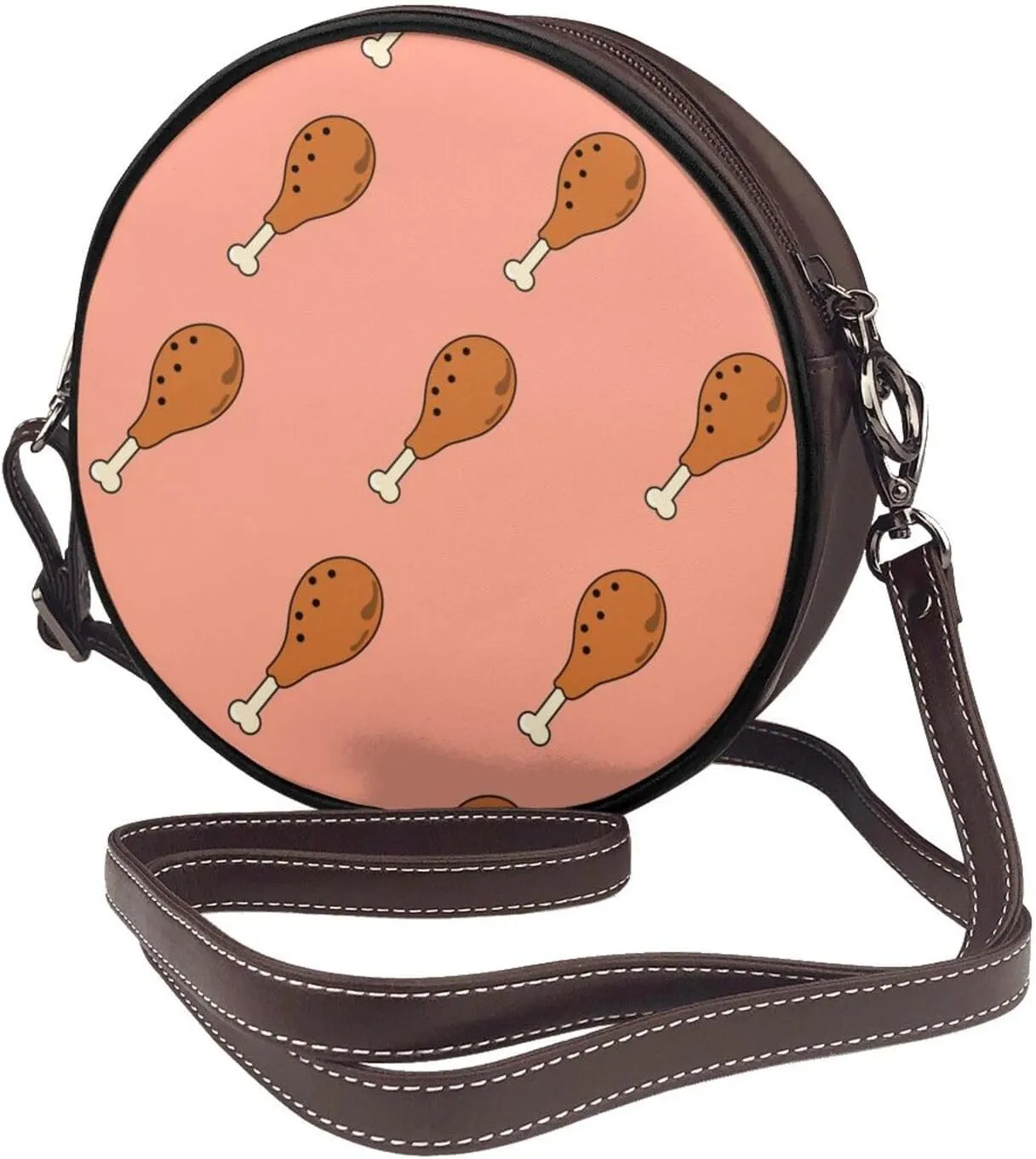 Womens Large Elegant Leather Round Shoulder Crossbody Messenger Bag Purse Bag