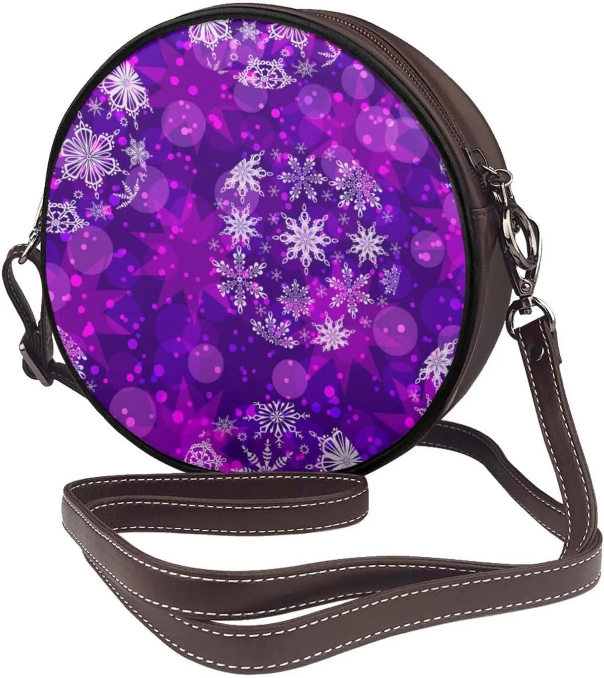 Womens Large Elegant Leather Round Shoulder Crossbody Messenger Bag Purse Bag