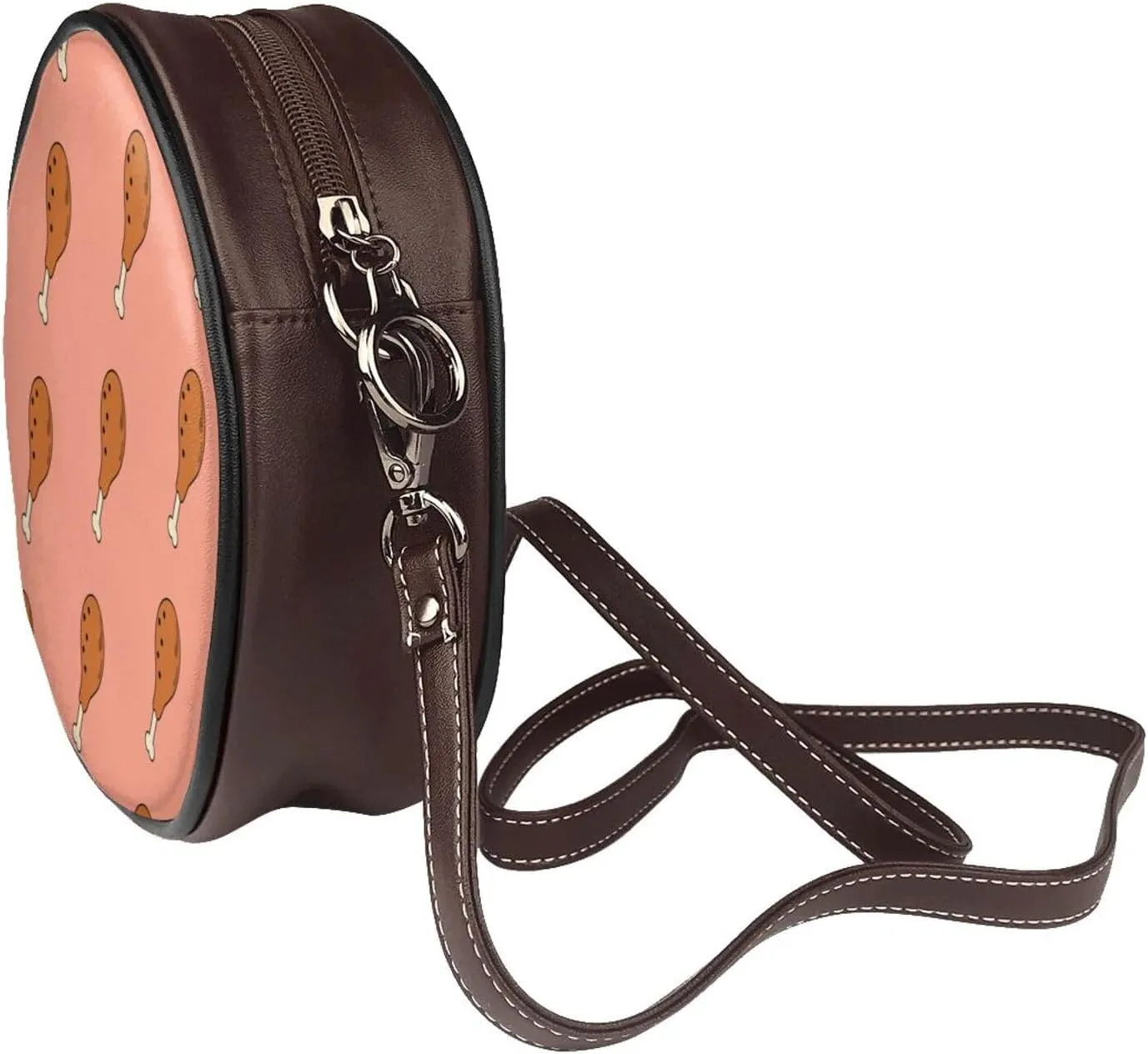 Womens Large Elegant Leather Round Shoulder Crossbody Messenger Bag Purse Bag