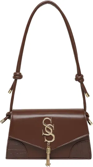 Women’s Letter Tassel Flap Square Handbags Elegant Shoulder Underarm Bags Small Purse