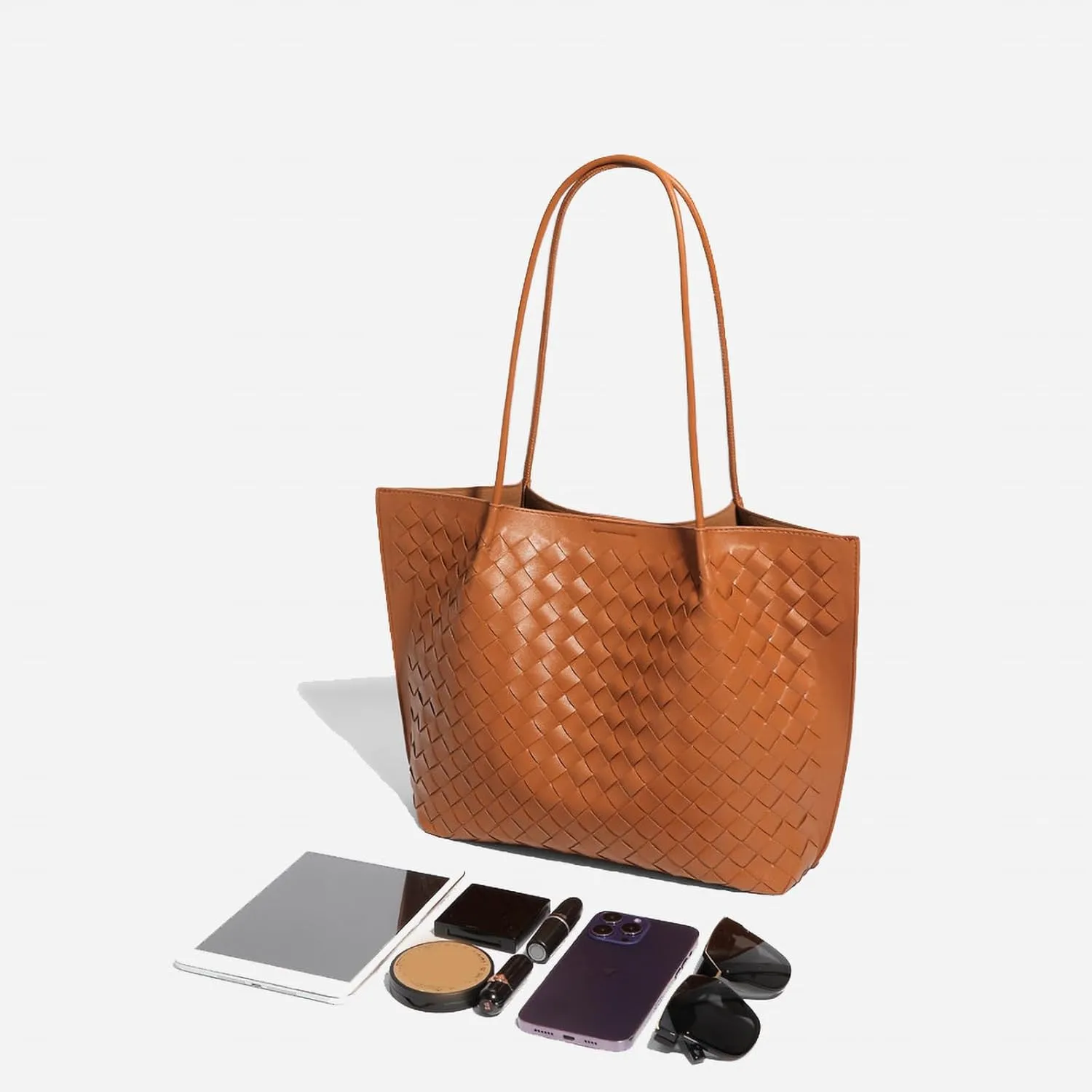 Women's Luxury Handmade Woven Tote Bag, Beach Bag Set, Elegant Age Reducing Travel Commuter Bag Set