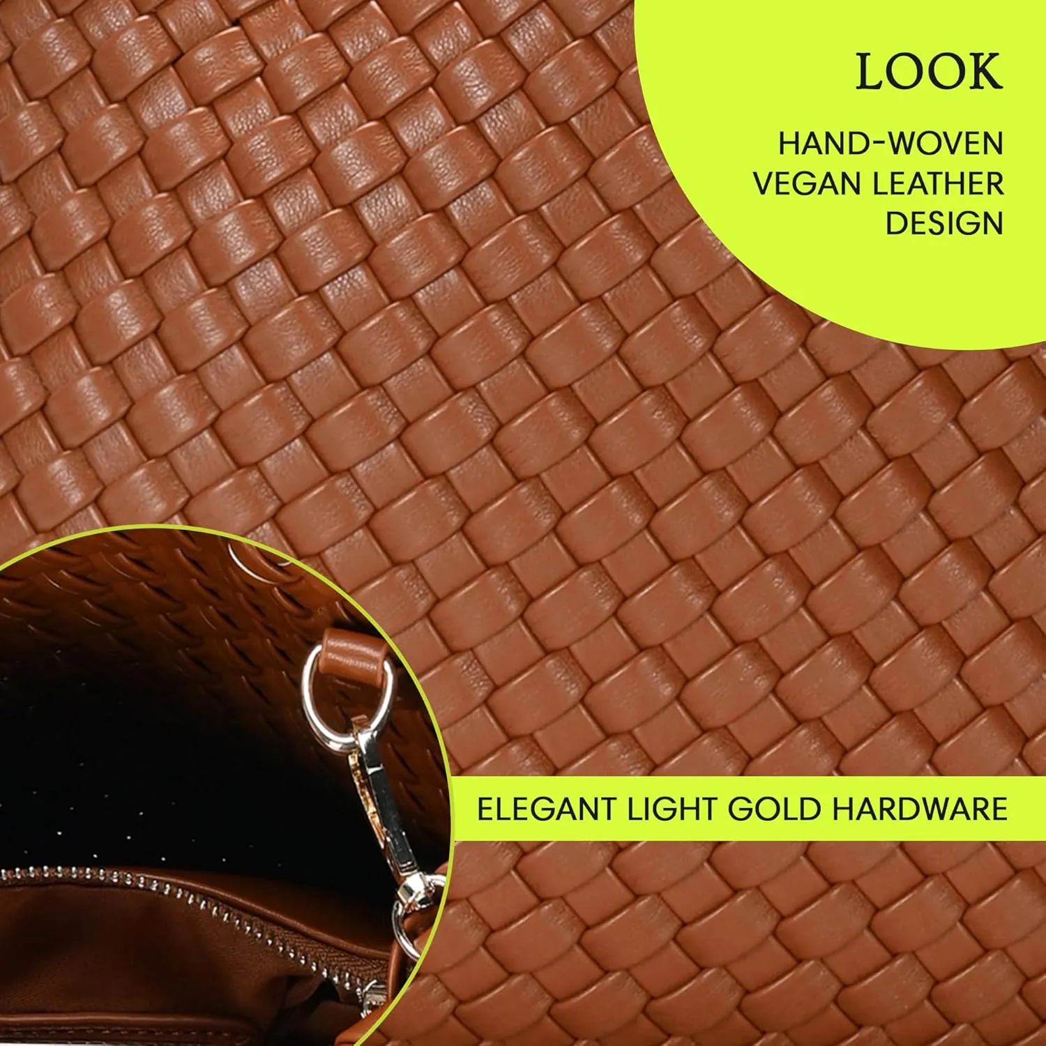 Women's Melody 2-in-1 Woven, Shoulder Bags for Women, Stylish Pouch Wristlet, Vegan Leather, Light Gold Hardware