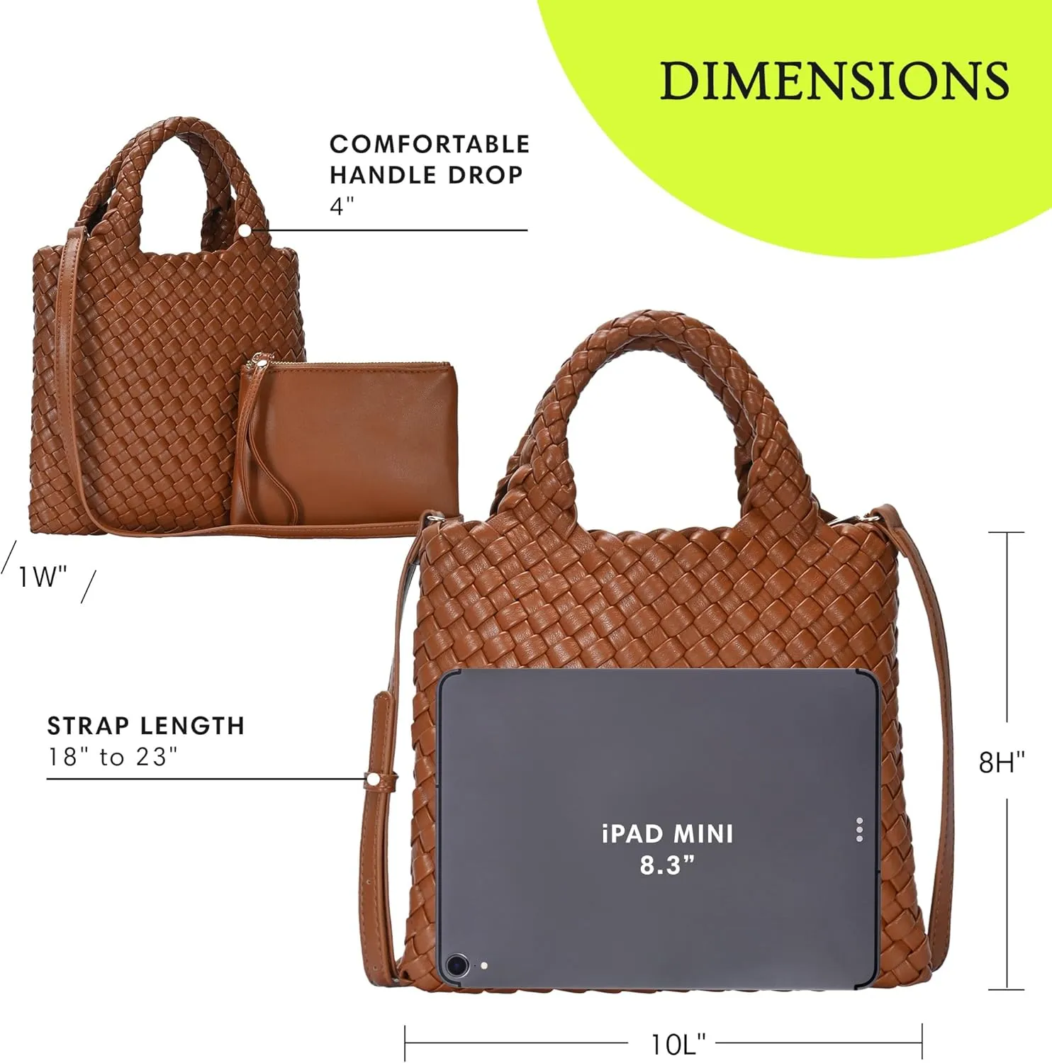 Women's Melody 2-in-1 Woven, Shoulder Bags for Women, Stylish Pouch Wristlet, Vegan Leather, Light Gold Hardware
