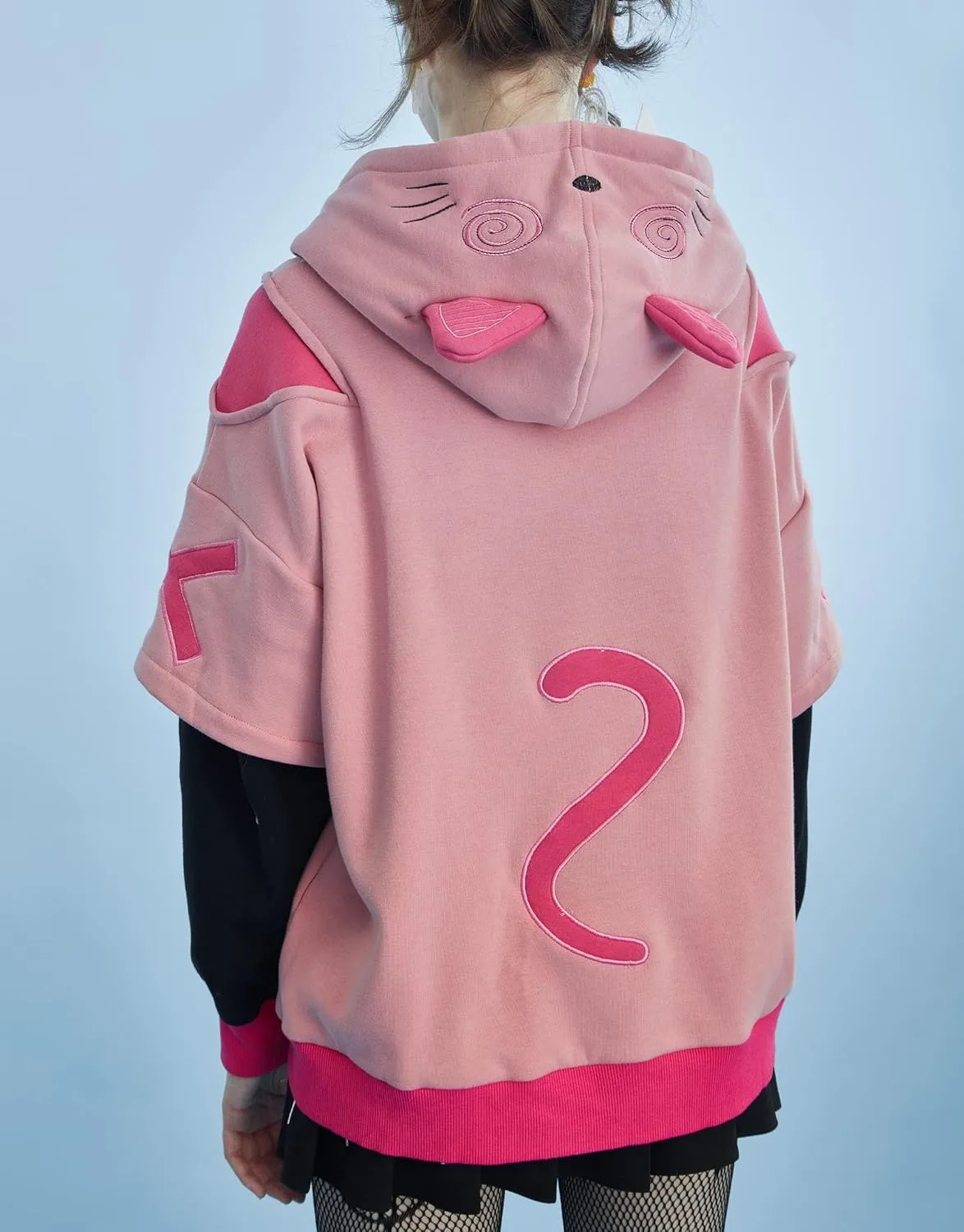 Womens Pullover Hoodie with Detachable Bag Design Furry Cat Paw Gloves