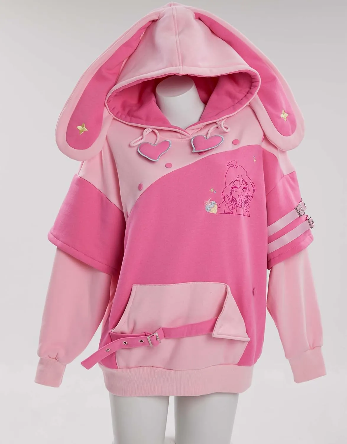 Women's Pullover Hoodie with Detachable Furry Cat Paw Gloves Cute Handbag Dual-purpose Designed Sleeve