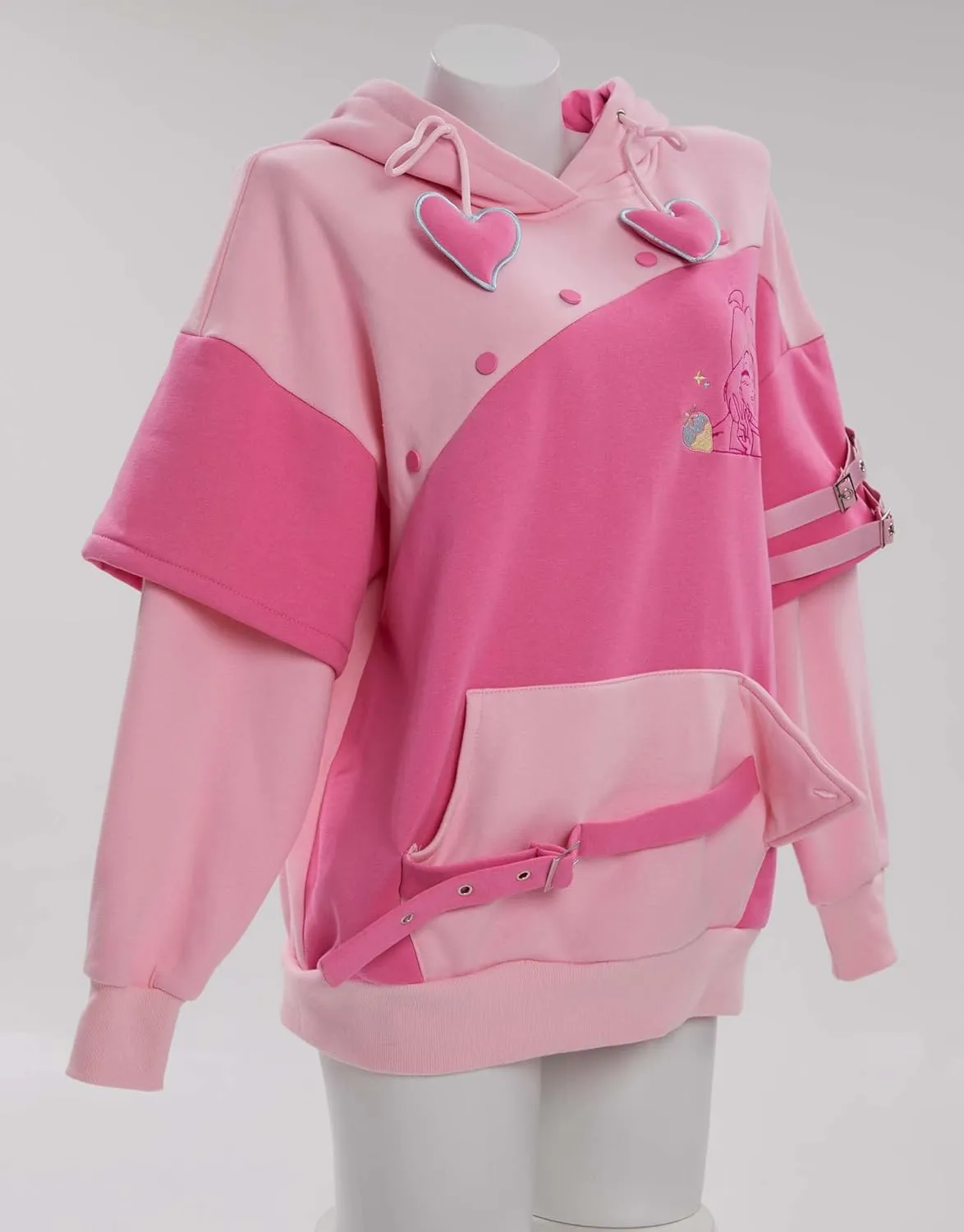 Women's Pullover Hoodie with Detachable Furry Cat Paw Gloves Cute Handbag Dual-purpose Designed Sleeve