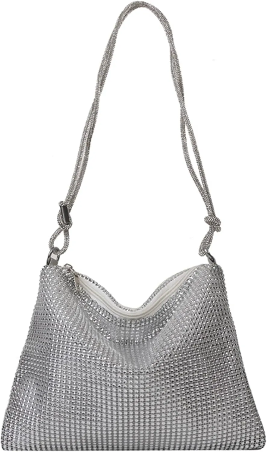 Women's Rhinestone Underarm Handbag Shiny Evening Shoulder Tote Bag