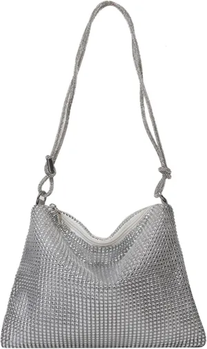 Women's Rhinestone Underarm Handbag Shiny Evening Shoulder Tote Bag