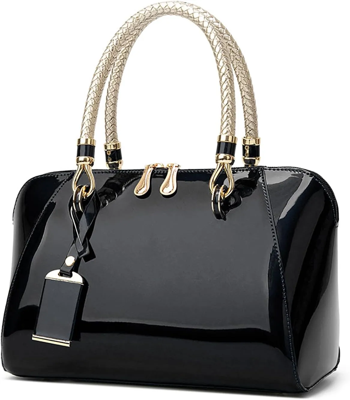 Women's Shiny Tote Patent Leather Top Handle Bags Fashion Elegant Evening Purse Party Satchel