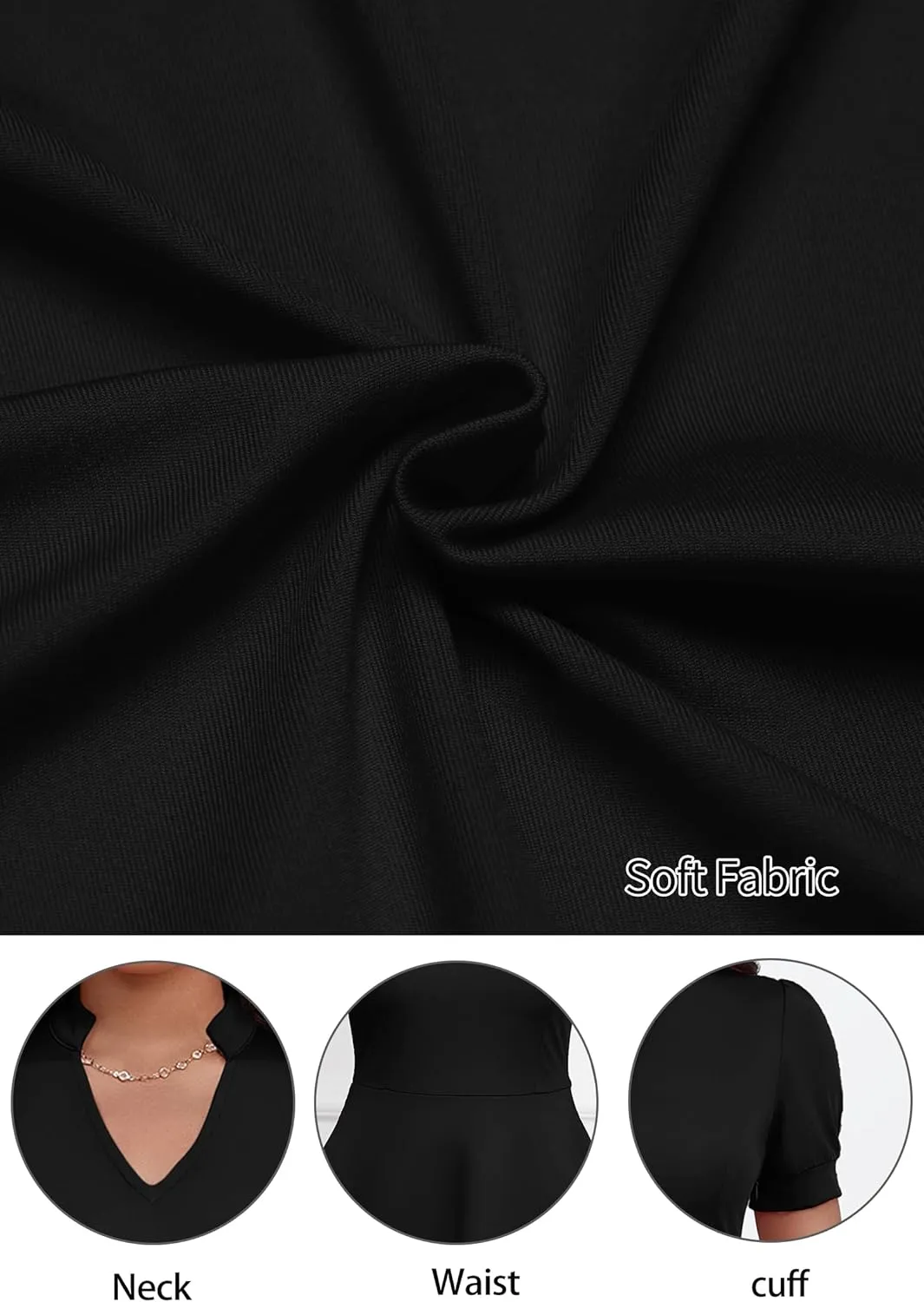 Womens Short Puff Sleeve V Neck Casual Semi-Formal Cocktail Party A-Line Dress