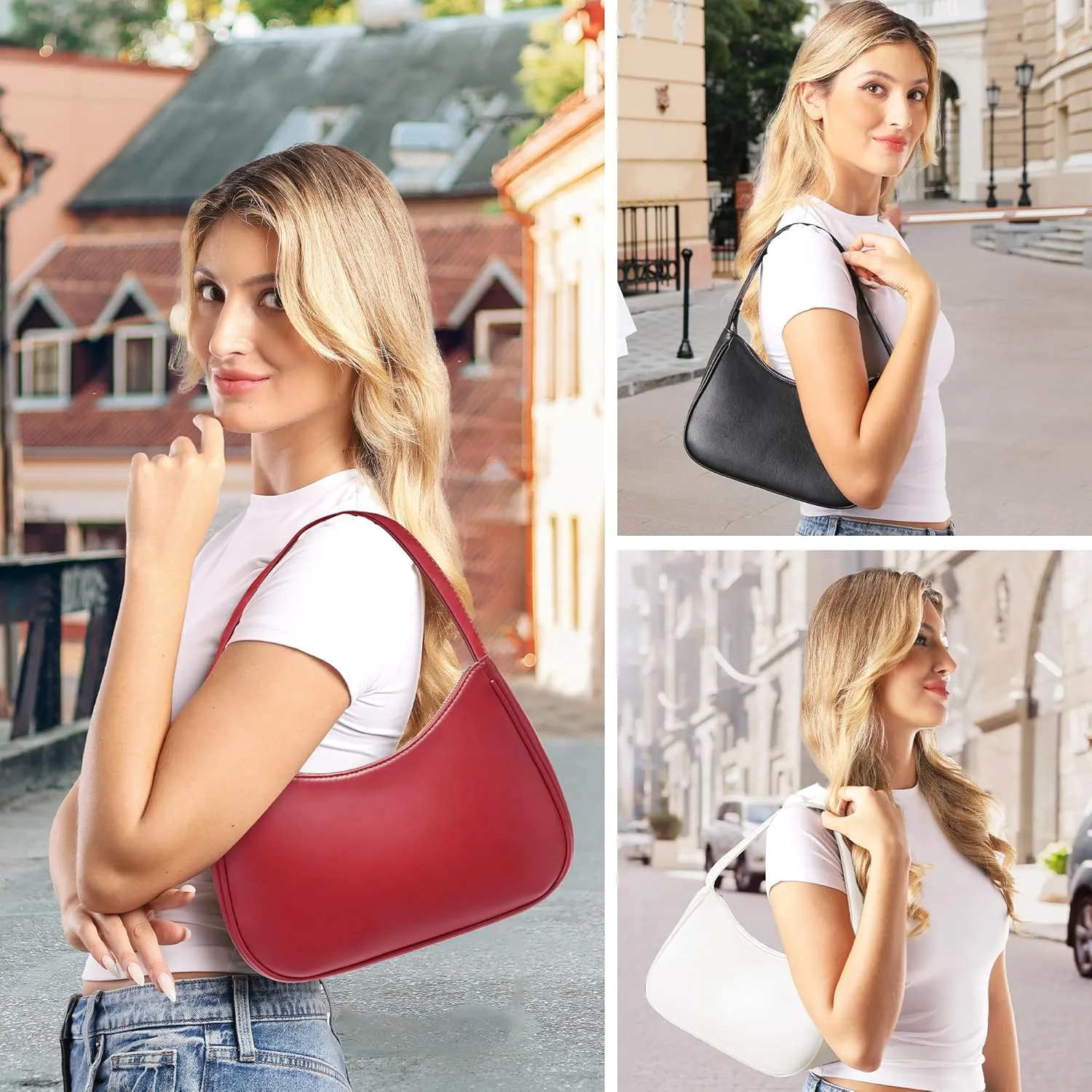 Women's Shoulder Bags, Small Hobo Tote Elegant Clutch Purse with Zipper Closure