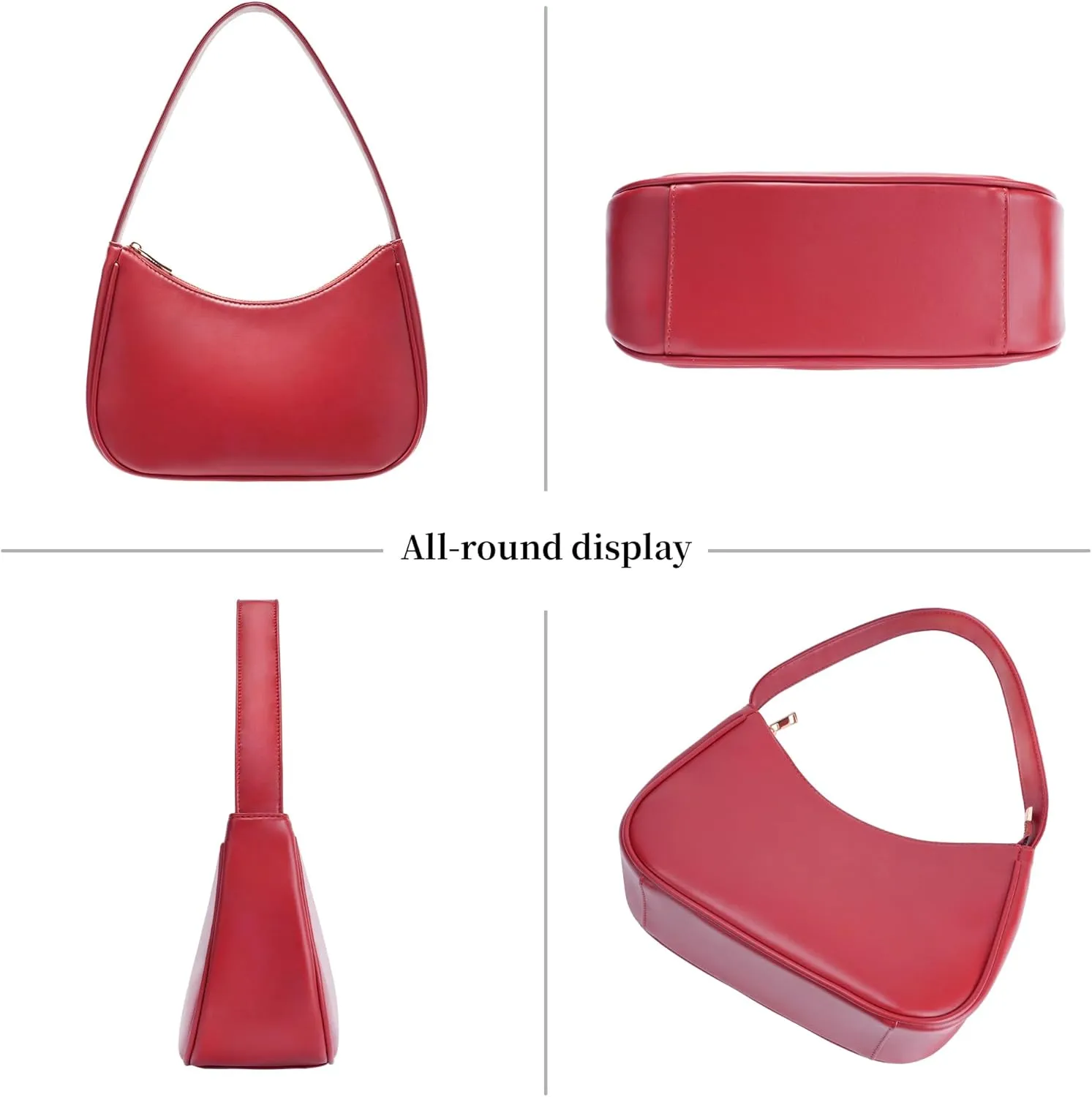 Women's Shoulder Bags, Small Hobo Tote Elegant Clutch Purse with Zipper Closure