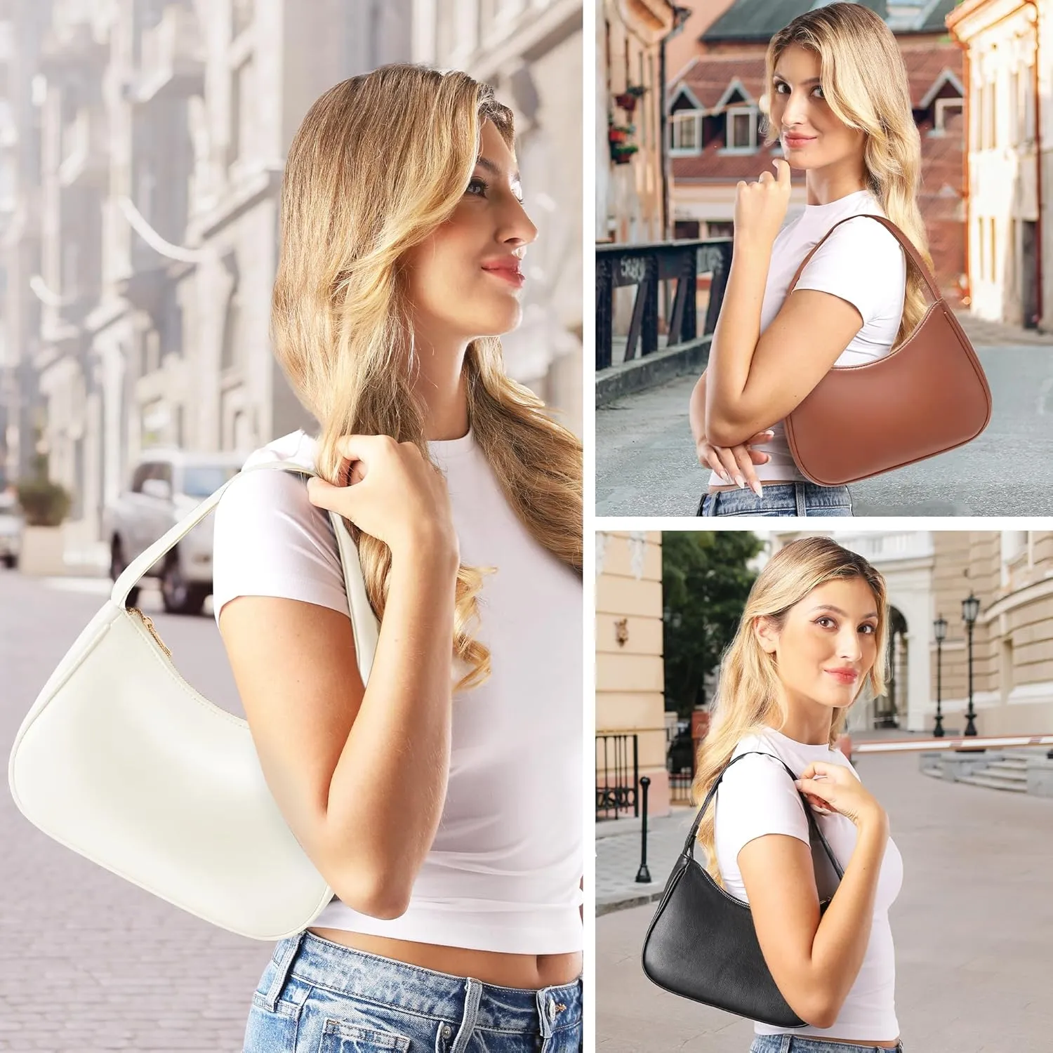 Women's Shoulder Bags, Small Hobo Tote Elegant Clutch Purse with Zipper Closure
