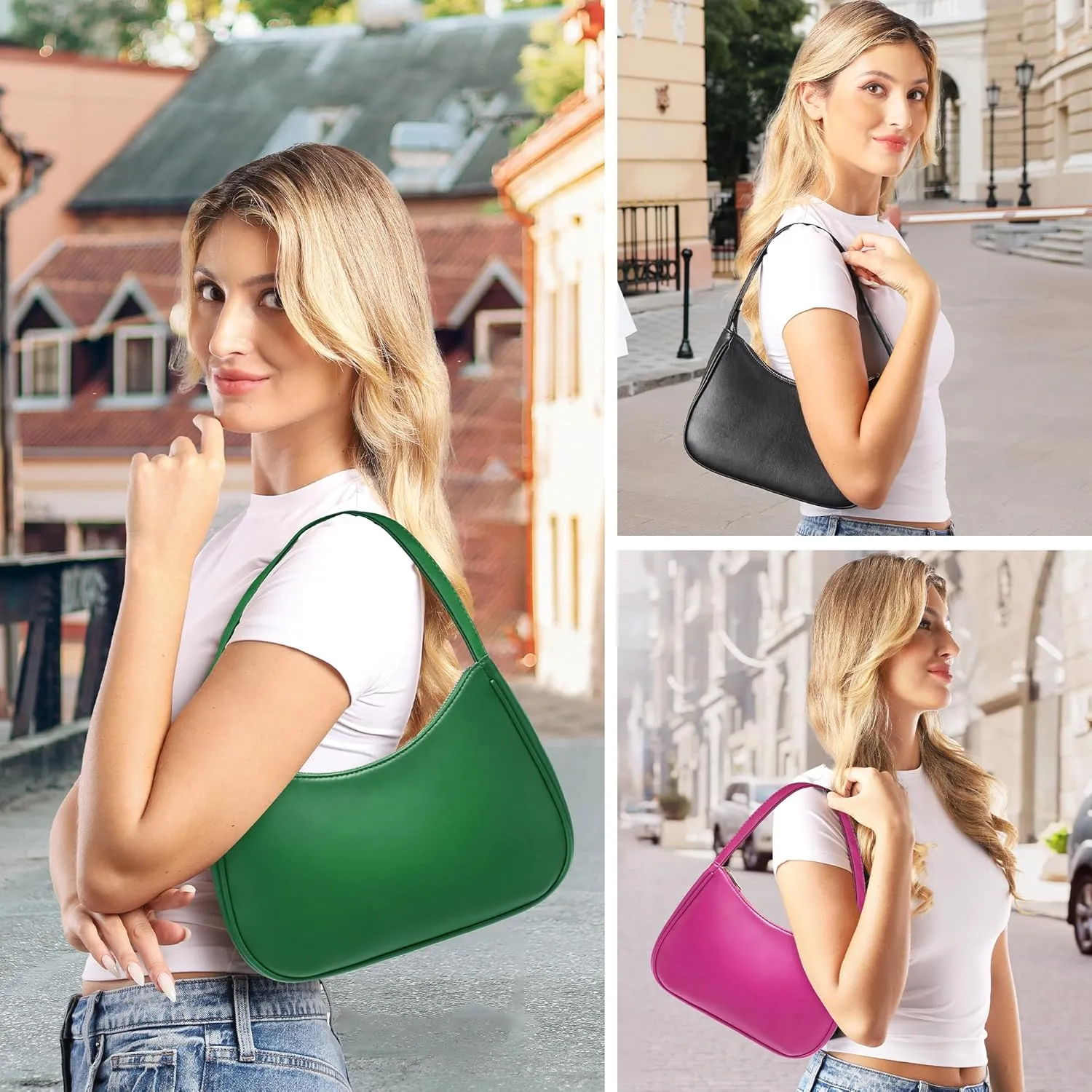 Women's Shoulder Bags, Small Hobo Tote Elegant Clutch Purse with Zipper Closure