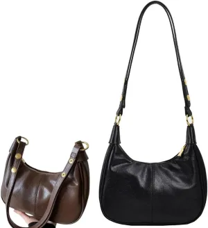 Women's Summer 2024 Designer Simple Solid Color Zipper Shoulder Purse Bag, Elegant Crescent Underarm Purse Bag.