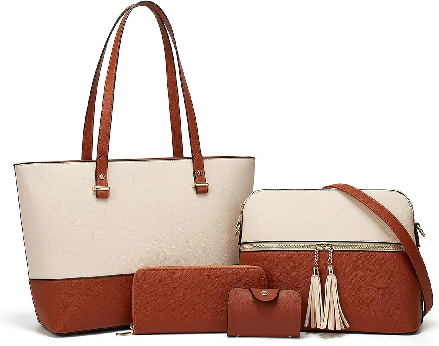 Women's Tote Bag Elegant Multi-Pocket Handbag with Heart Pendant, Spacious & Stylish for Work, Travel & Daily Use