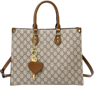 Women's Tote Bag Elegant Multi-Pocket Handbag with Heart Pendant, Spacious & Stylish for Work, Travel & Daily Use