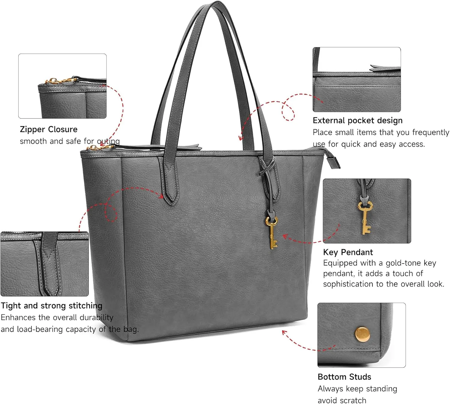 Women's Tote Bag Leather Handbag for Women 16L Large Capacity Travel Purses Ladies Shoulder Bags